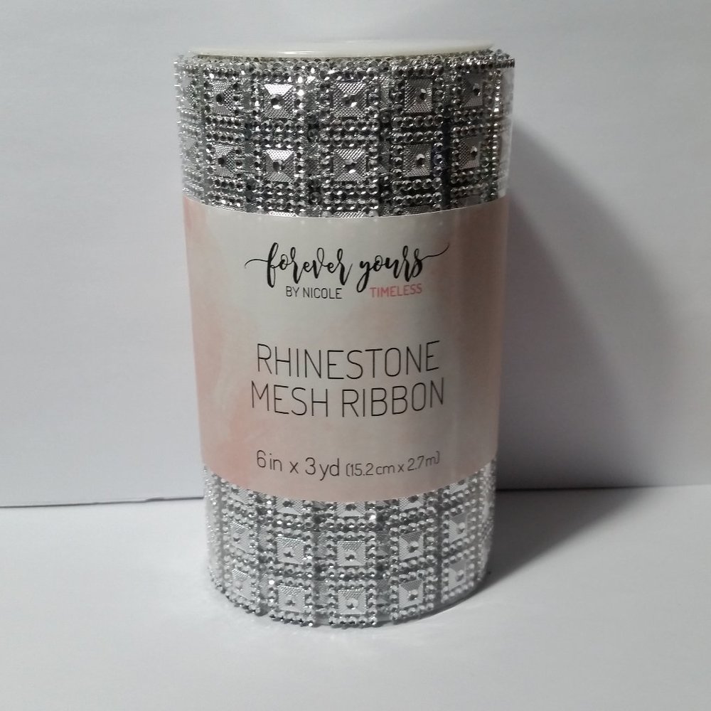 Rhinestone Mesh Ribbon Silver Squares - Picture 8 of 9